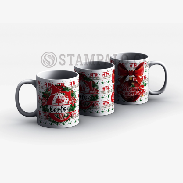 Taza | Merry Christmas - Nombre C Personalizado