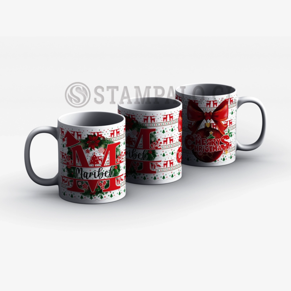 Taza | Merry Christmas - Nombre M Personalizado